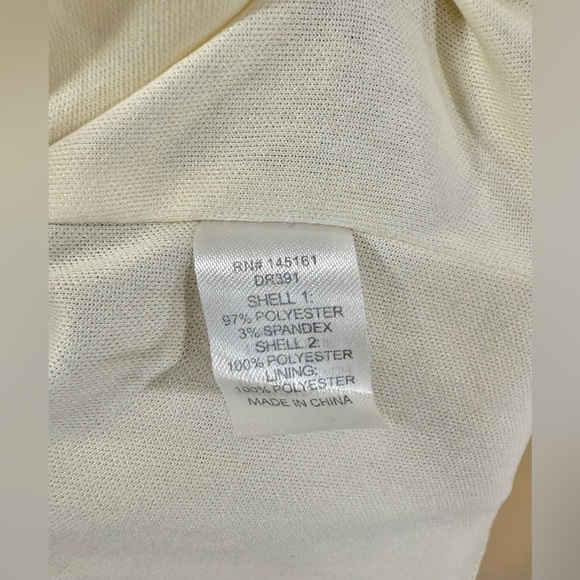 Cream Sleeveless Shift Dress XL Textured Crochet Yoke Lined Neutral Minimalist - Picture 6 of 9